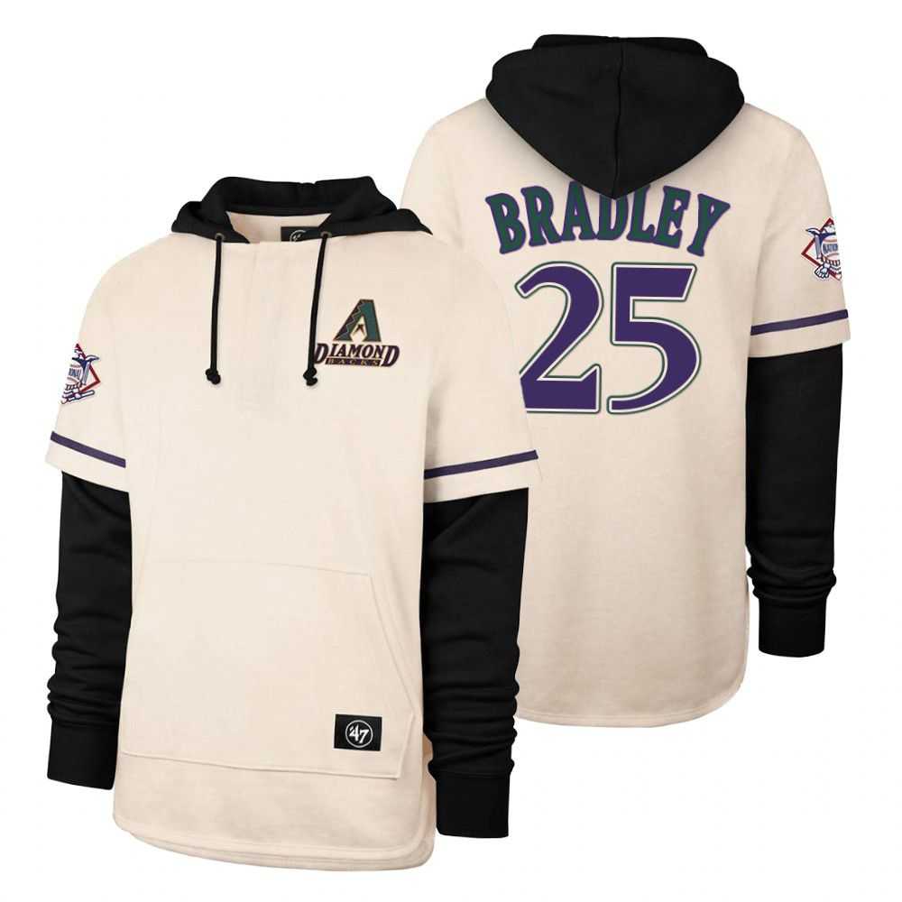 Men Arizona Diamondback 25 Bradley Cream 2021 Pullover Hoodie MLB Jersey